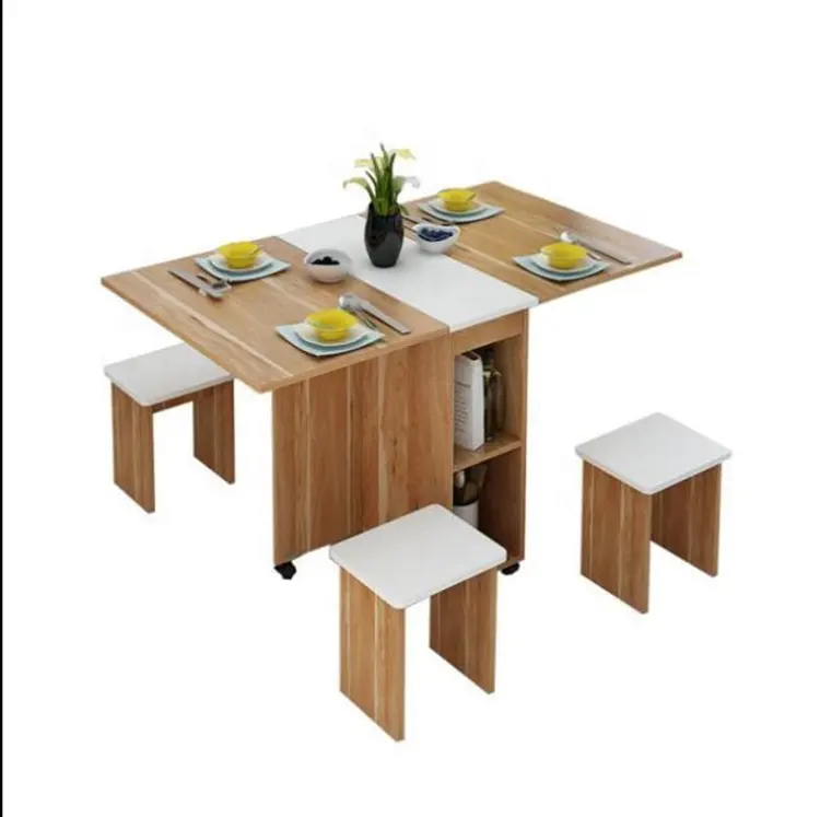 Chinese brand manufacturing morden wooden rectangle space saving royal luxury long outdoor folding dinning table set