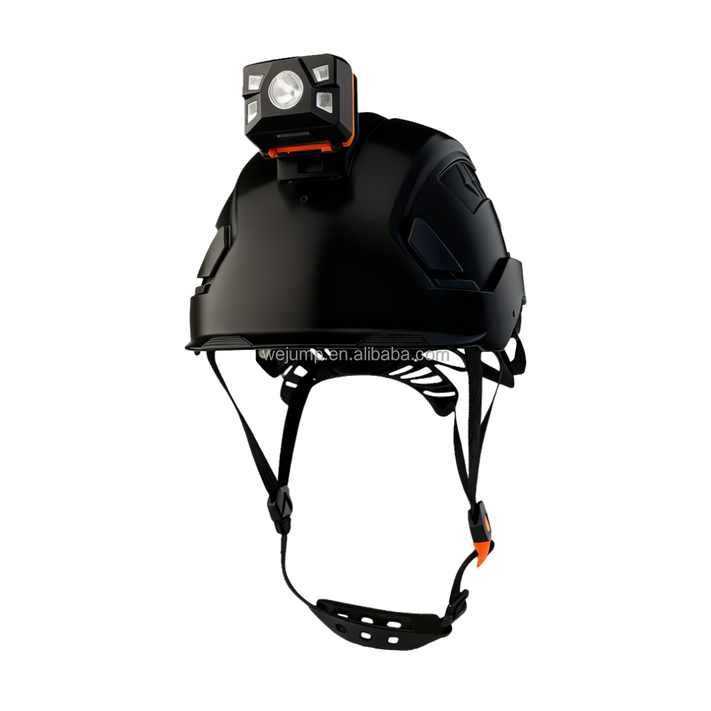 Black Helmet with Headlamp
