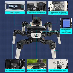18 DOF Muto RS biyonik bionic pod robot ile 18 adet 35KG seri otobüs servolar Jetson NANO ahududu Pi 5 için ROS2 dayalı