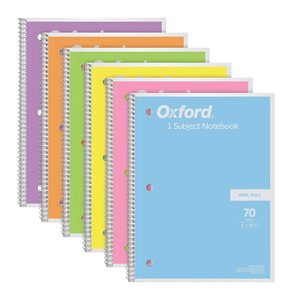 Paquete de 6 cuadernos en espiral Oxford, 8x10-1/2 pulgadas, papel con reglas anchas, el surtido de colores puede variar, cuaderno para estudiantes escolares - Product Image 1