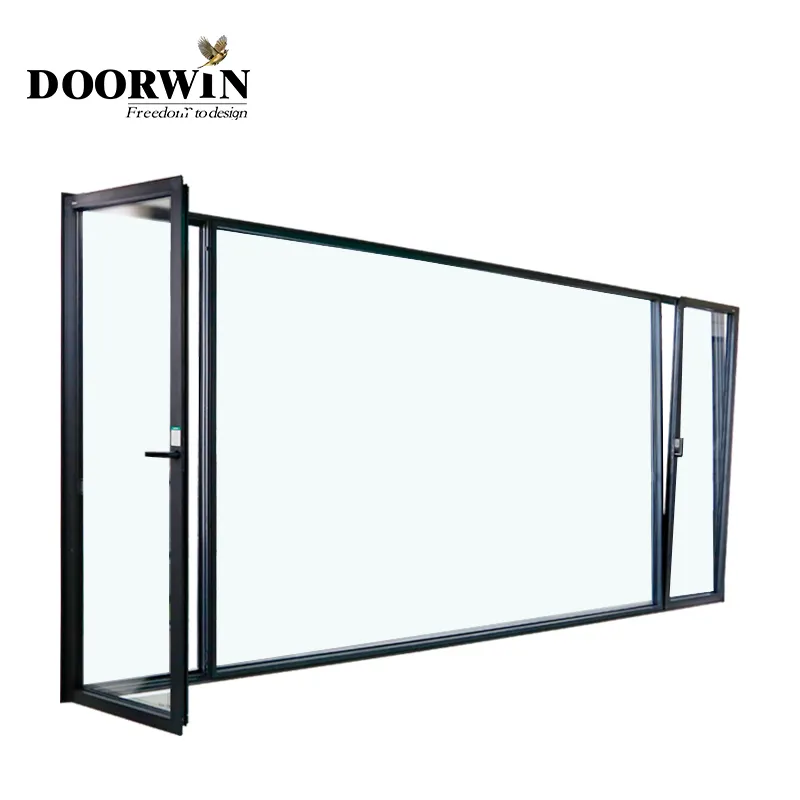 Gran oferta, ventanas de vidrio de alto rendimiento, rotura térmica, perfil de aluminio, ventana de giro inclinable, ventanas abatibles de aluminio