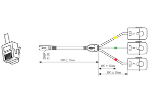 YHDC 3-SCT024SL-RJ12 50A-400A Eingang 24mm Durchmesser Dreiphasen-Split-Core-Stromwandler mit RJ12-Anschlussausgang - Product Image 6