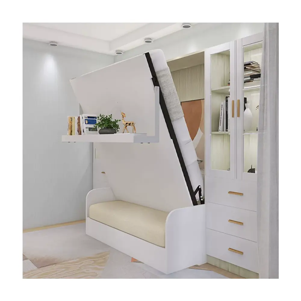 Нордический минимализм, деревянная настенная кровать для хранения с диваном, раскладная Скрытая настенная кровать для гостиной