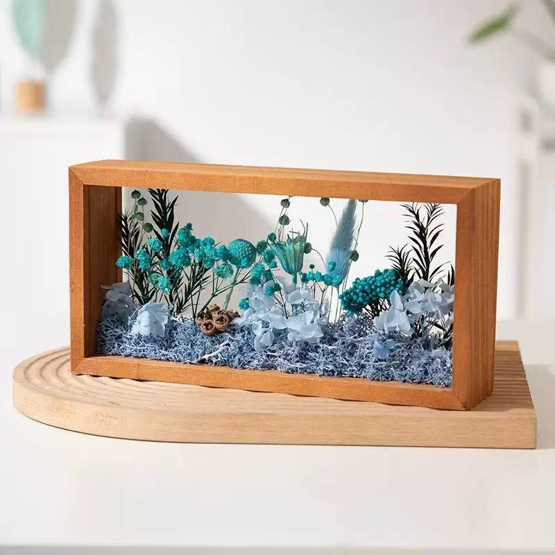 Paquet de matériel floral bleu + cadre photo