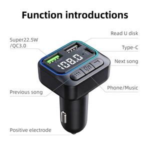 OEM无线QC3.0 35W 3端口快速充电汽车播放免提通话智能4合1汽车调频发射机适配器、<span class=keywords><strong>USB</strong></span>汽车充电器
