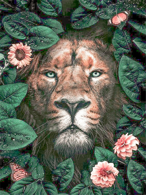 8101 león flor rosa