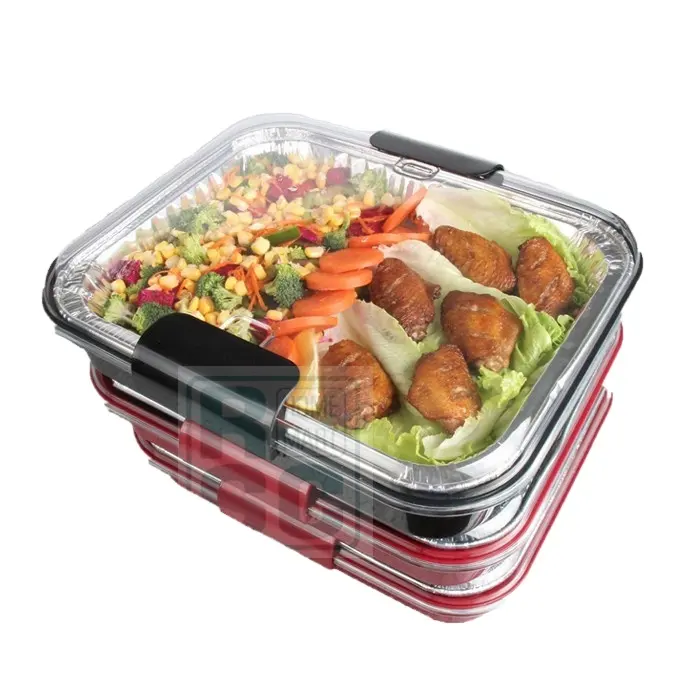 Plastik seyahat pişirme kabı gıda konteyner taşıyıcı folyo tavalar büyük kaşık partiler için kullanın, piknik