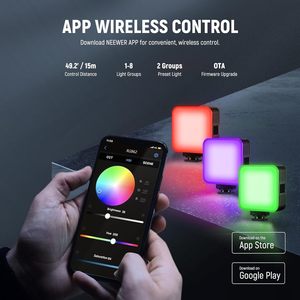 Neewer CRI97 + 2500K-8500K 17ฉาก2000mAh ไฟกล้อง LED 2แพ็ค RGB62ไฟวิดีโอ RGB แม่เหล็กพร้อมการควบคุมแอพ