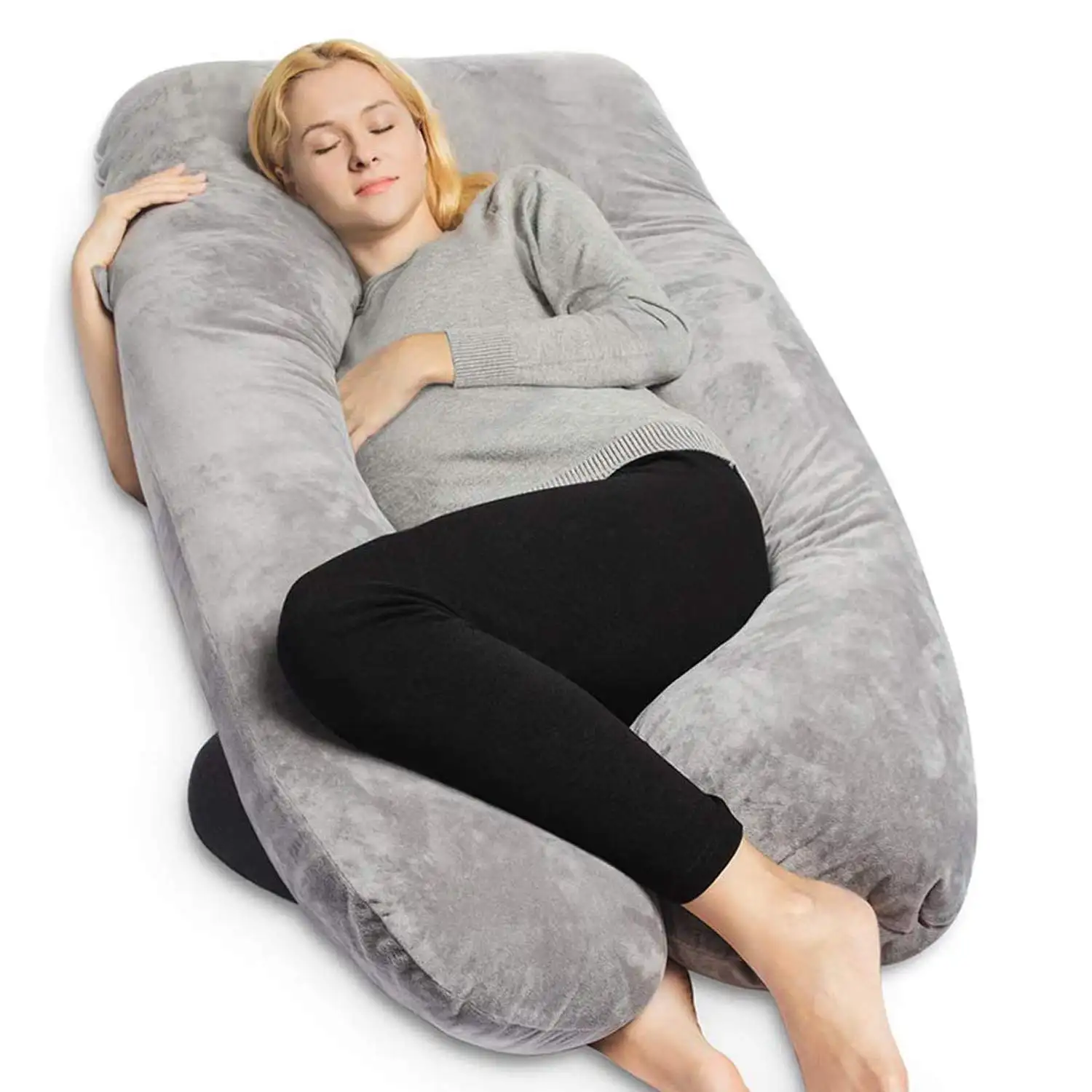 Travesseiro em formato de u, travesseiro de corpo inteiro e suporte de gravidez para costas, quadril, pernas, barriga para mulheres grávidas//