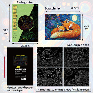 New Design Luminous Adults Scratch Painting Lion Rabbit Fox Starry <strong>Sky</strong> <strong>Kid</strong> Scratch Book DIY Children <strong>Kid</strong> Creative - Product Image 4