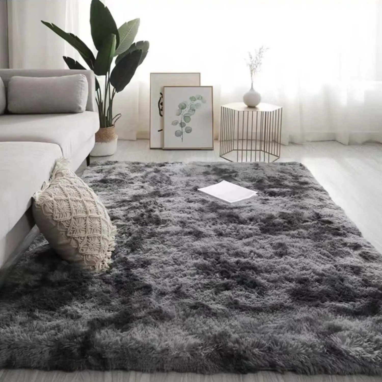 Tapis modernes à poils longs pour chambre à coucher salon tapis en fourrure ultra douce pour enfants tapis de décoration intérieure en peluche pelucheuse pour la pépinière