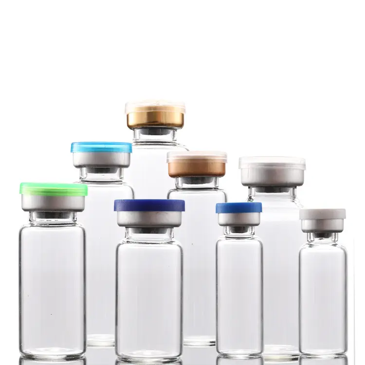 Botella de penicilina transparente de 10ml, botella de vidrio médica, viales de inyección para antibióticos, vial de vidrio pequeño, botellas de vidrio moldeadas