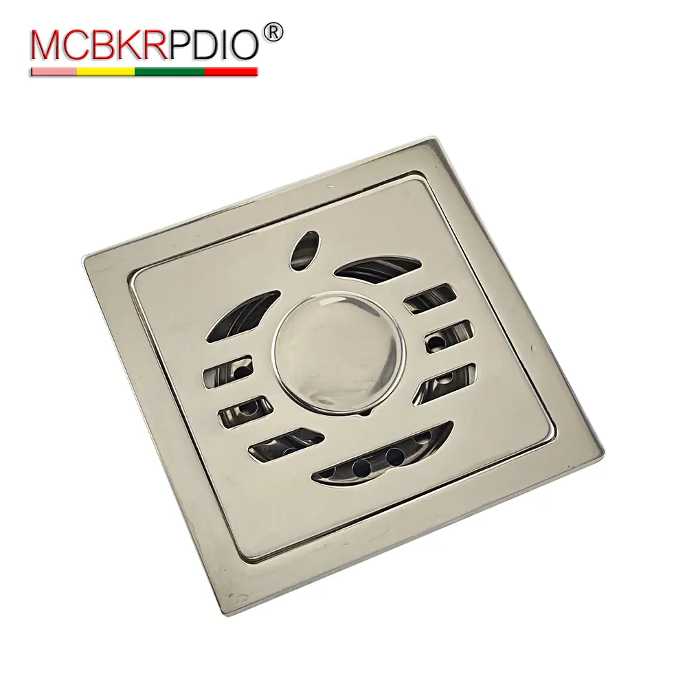 MCBKRPDIO高品質デュアル6mm厚4インチステンレス鋼アップルパターンバスルームシャワー真鍮防臭セルフシールフロアドレン