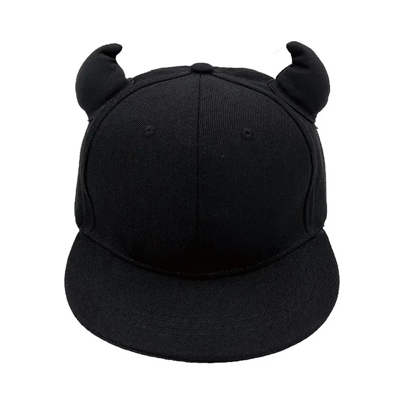 Boynuzları ile HZM-23077 güzel beyzbol şapkası ayarlanabilir kadın erkek baba spor siyah rahat şapka