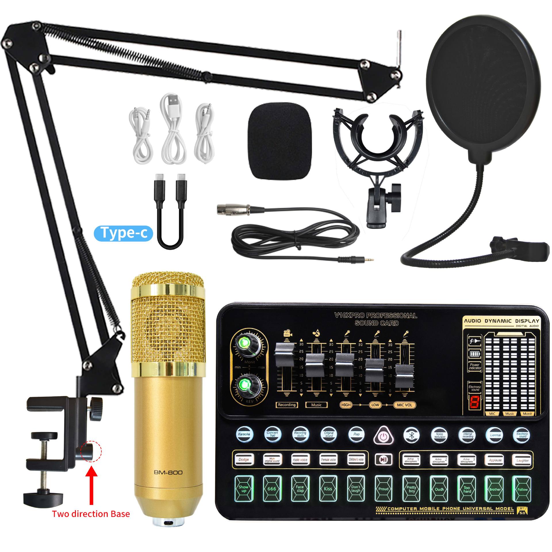Gold-Gold BM800+V10xPro sound card set