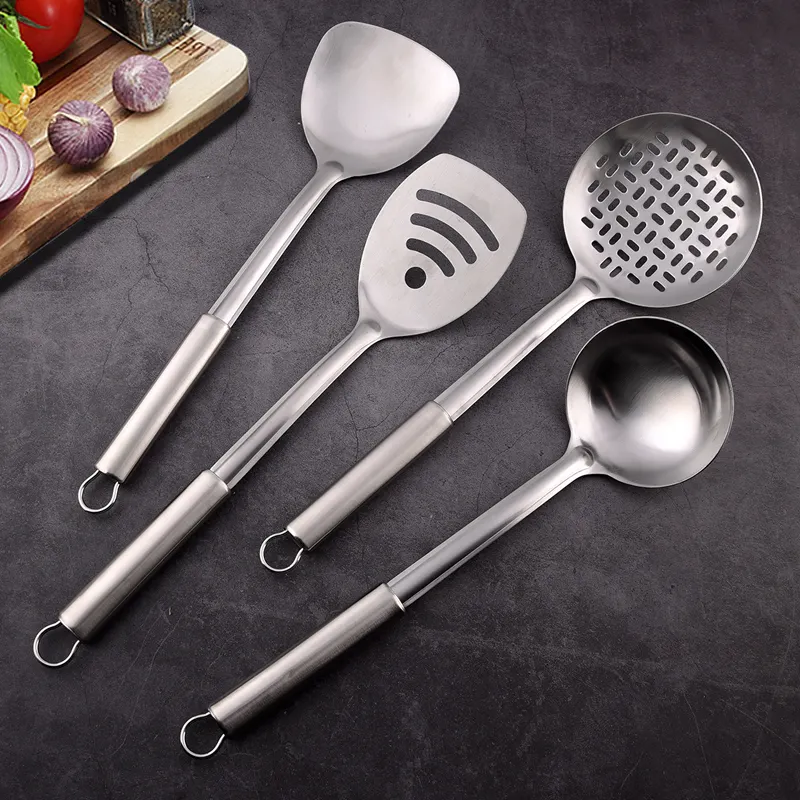 Utensilios de cocina de acero inoxidable, colador colgante y cucharón de sopa, SUS 304, buena calidad, venta al por mayor, novedad