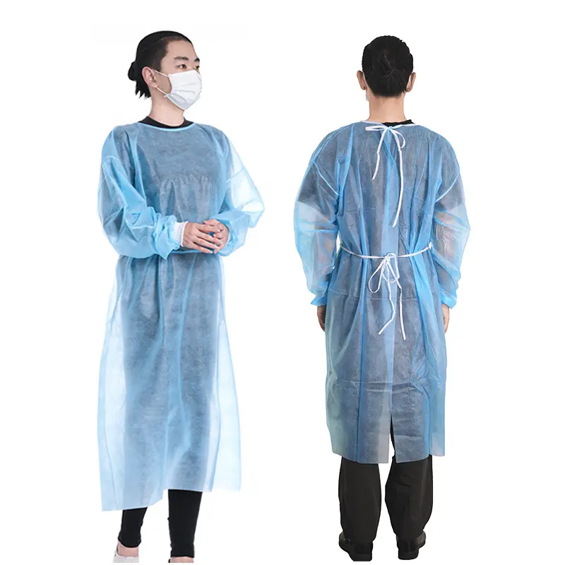 Roupa de isolamento para adultos, roupa de proteção médica, papel hospital cor-de-rosa, melhor qualidade, preço de fábrica, descartável, azul CE