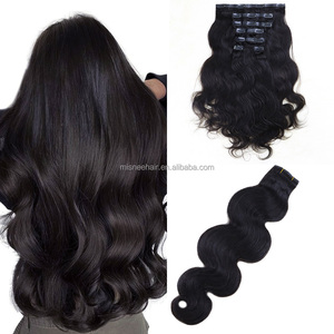 Dikişsiz görünmez vücut dalgalı ipek basın hazır 0.8mm atkı hiçbir hasar silikon pedleri klipsli postiş 100% Remy insan saçı - Product Image 1