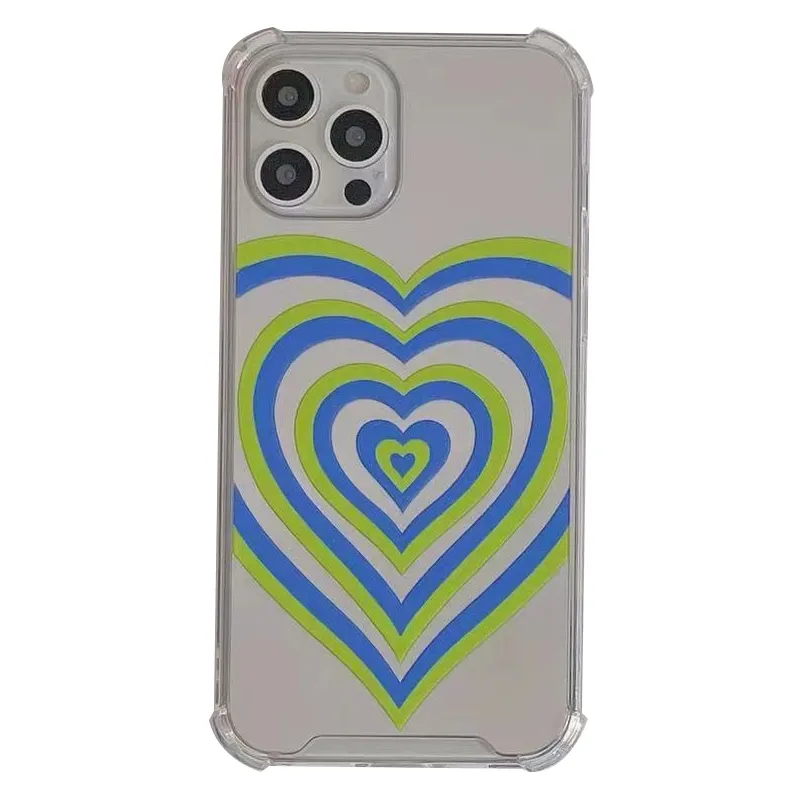 Зеркальная поверхность 2-в-1, Роскошный чехол для телефона с УФ-рисунком, желто-зеленый, в форме сердца, для iPhone 14, 13, 12, 11Pro, Max, для мобильного телефона
