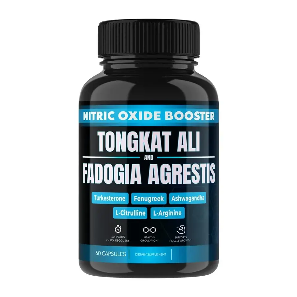 Tongkat Ali Fadogia Agrestis Nitric Oxide Ashwagandha Supplement with L Arginine Booster Pre Workout capsule pills for Men