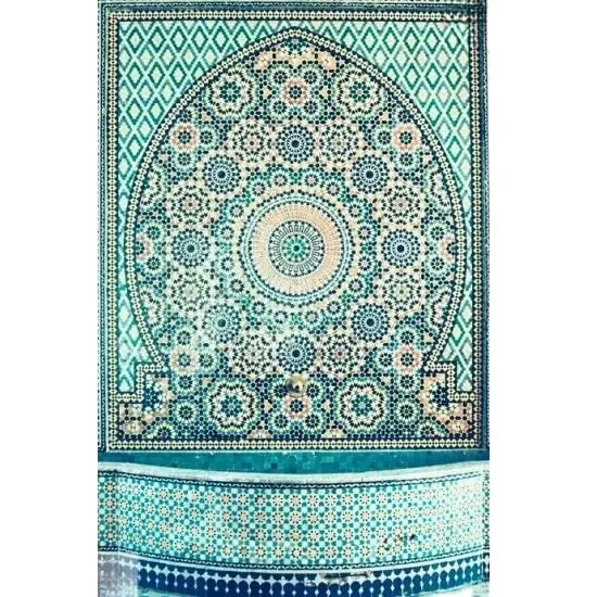 Piastrella islamica fatta a mano con motivo a cerchio verde blu piastrella per esterni decorazione della parete interna piastrella per pavimenti in ceramica con fiori