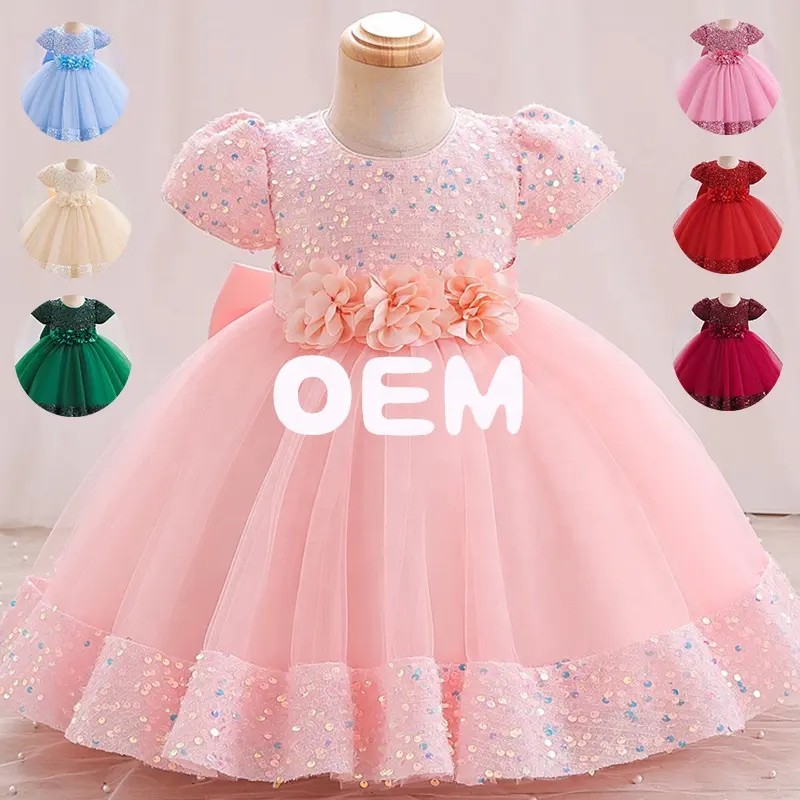 OEM 0-5 Anos Mini Vestido Para Festa De Aniversário Flower Girl Dresses Toddler Girls Costume Baby Girls Princess Dress