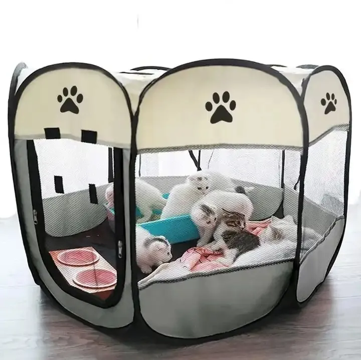 Groothandel Achthoekige Oxford Draagbare Grote Buitenkooi Camping Waterdichte Box Tenten Hond Tent
