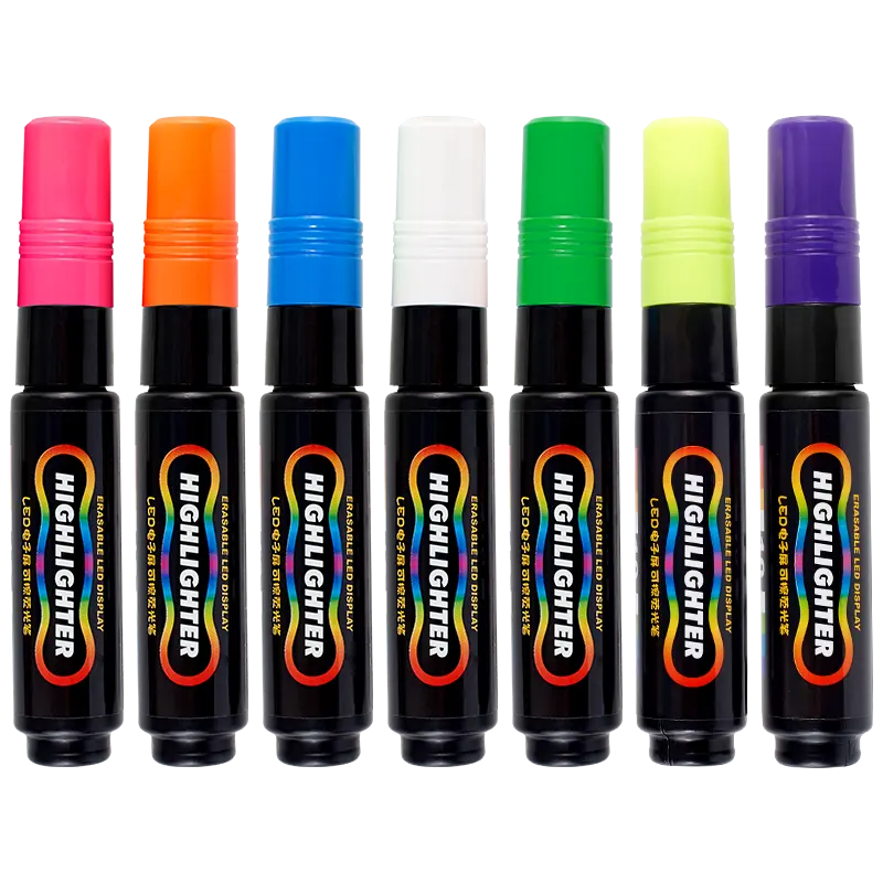 7 Kleuren Custom Sneldrogende Glad Markeerstift Marker Pen Vloeibare Uitwisbare Markeerstift Voor Led Display Met 10 Mm Beitel tip