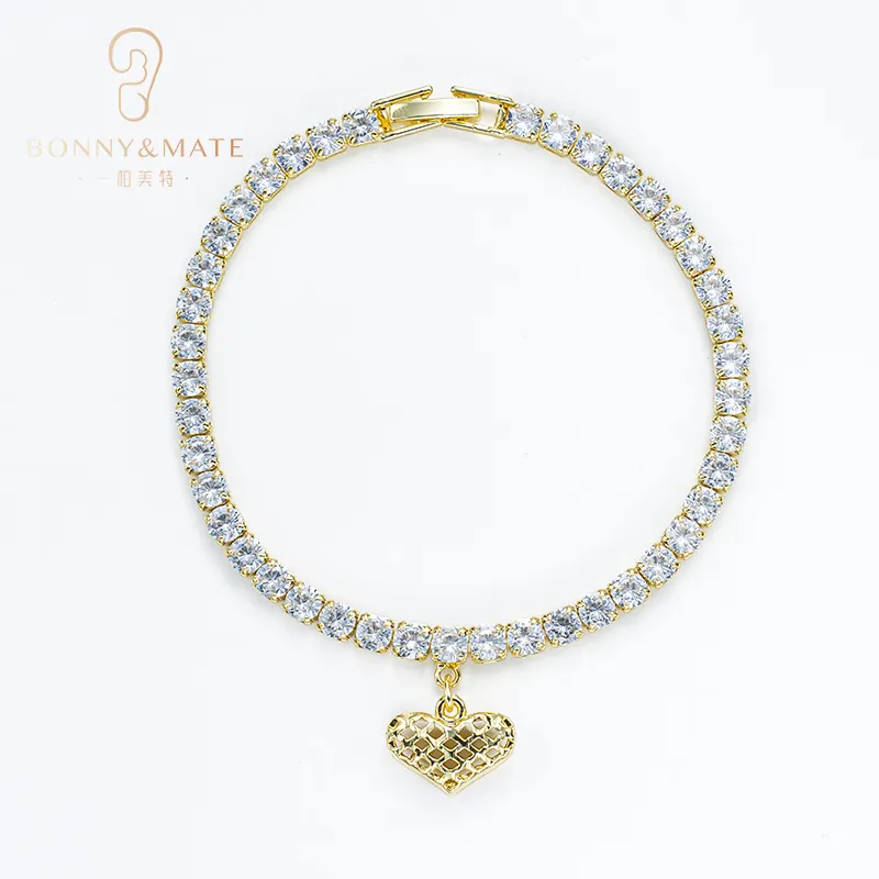 2024 Hot Selling Classic Customizable Iced Tennis Bracelet Diamond Wedding Jewelry Gold Plated Luxury Women's Bracelet