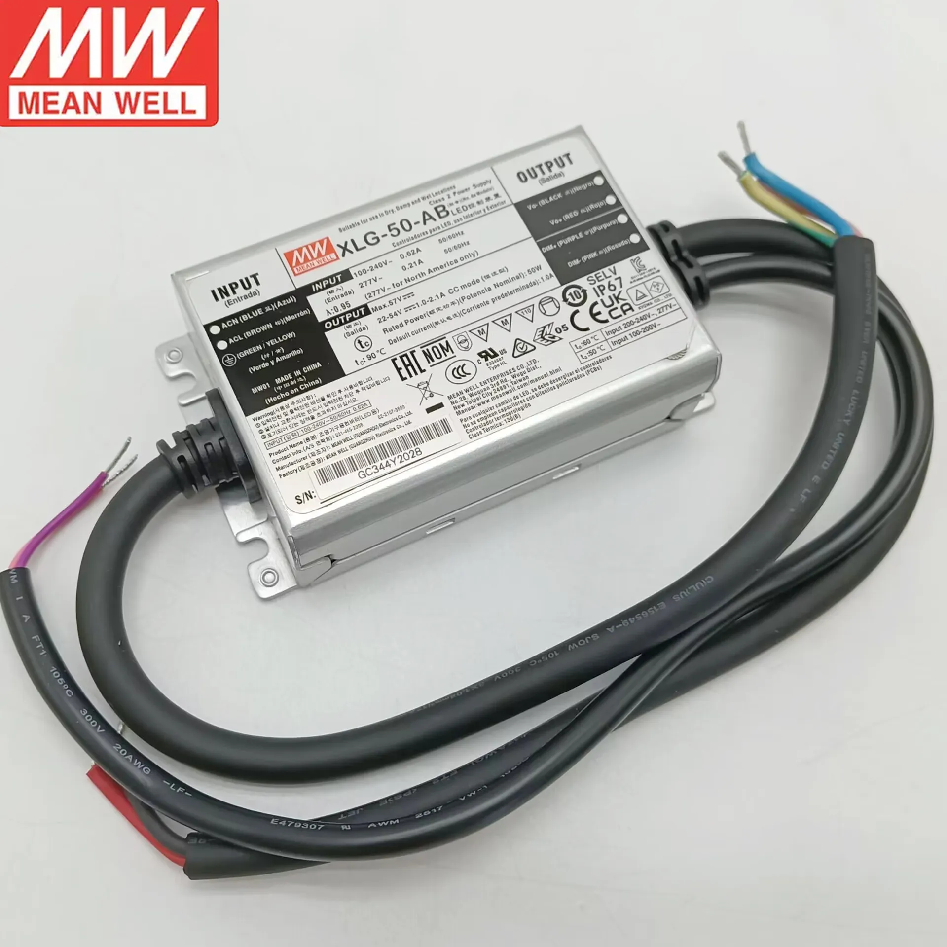 Meanwell XLG-50-AB 50W Led Driver 12v Constant Power Mode LED Driver Mean Well IP67 Driver Warranty 5 Years