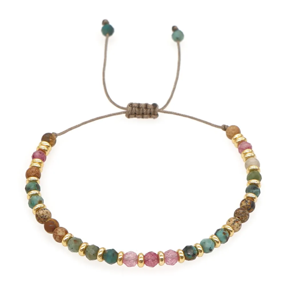 Go2BoHo-pulsera de piedras semipreciosas para mujer, joyería Multicolor con cuentas de cristal de corte, joyería ajustable