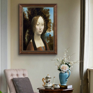 Châu Âu cổ điển Phục Hưng người phụ nữ trang trí công phu Chân Dung <span class=keywords><strong>Davinci</strong></span> Tranh sơn dầu thủ công - Product Image 6