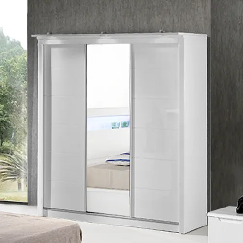 NOVA CUS-MFDC006-armario de almacenamiento con espejo completo, organizador de diseño de pintura de 1,8 m, alto brillo, puerta corredera