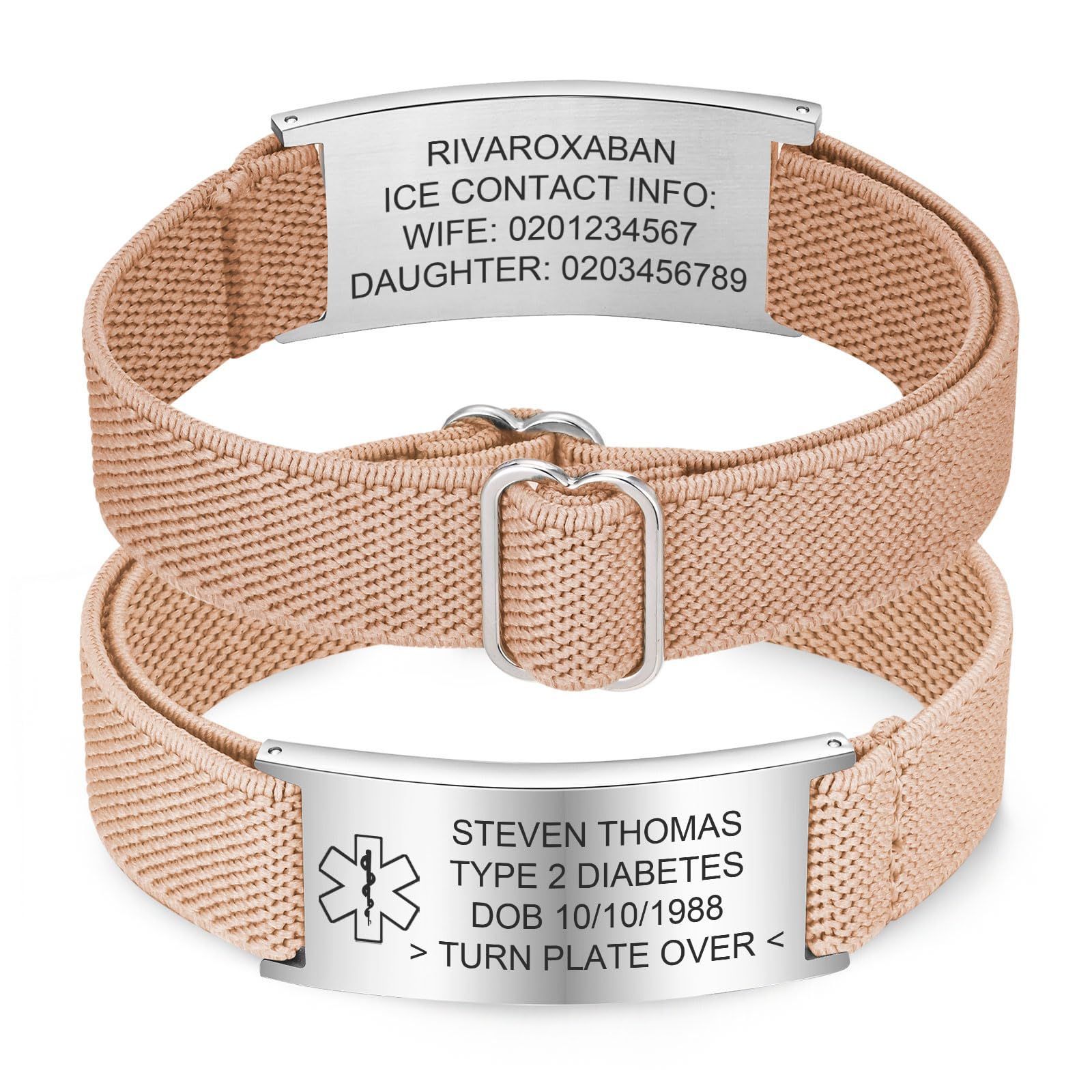 Steel card khakchi rope medical alarm bracelet