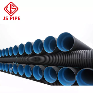JS SN4 SN8 SN16 18 inç HDPE çift duvar oluklu PE drenaj borusu dwc hdpe plastik menfez borusu - Product Image 5