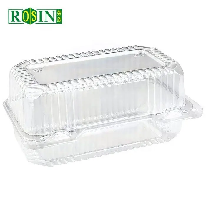 Rettangolo incernierato a conchiglia in plastica trasparente estrarre contenitore contenitore per alimenti per Hamburger Dessert torta Sandwich pane insalata