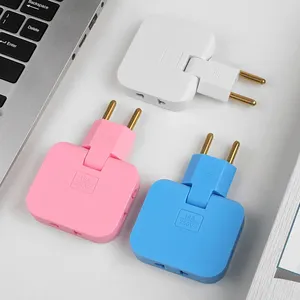 Enchufe de extensión de cobre de La UE, adaptador eléctrico 3 en 1, Adaptador convertidor ajustable de rotación de 180 grados para teléfono móvil - Product Image 3