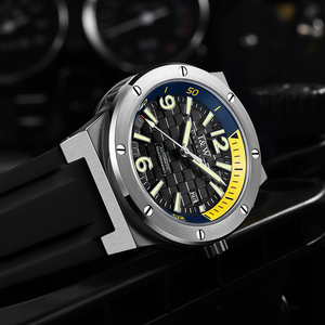 Addiessive nam sang trọng cơ khí đồng hồ màu đen tự động Diver với ban nhạc cao su chống nước thép trường hợp - Product Image 5