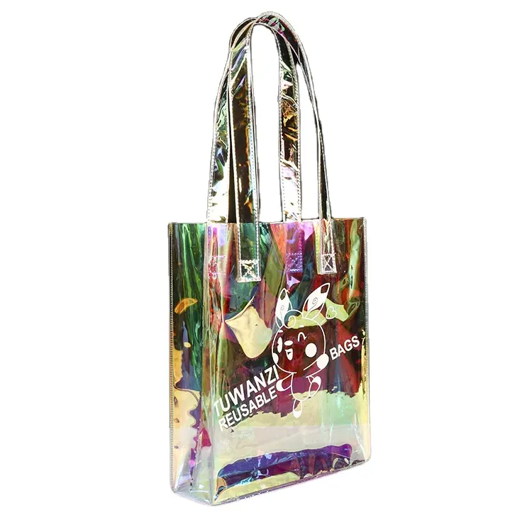 Custom Clear PVC Laminated Cotton Shopping Bag