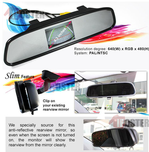 IPoster 2-In-1 4.3 Inch Car Rear View Mirror <strong>Monitor</strong> <strong>with</strong> 360 Car Rear View <strong>Backup</strong> Reversing Camera Night View Kit 12v Universal - Product Image 4