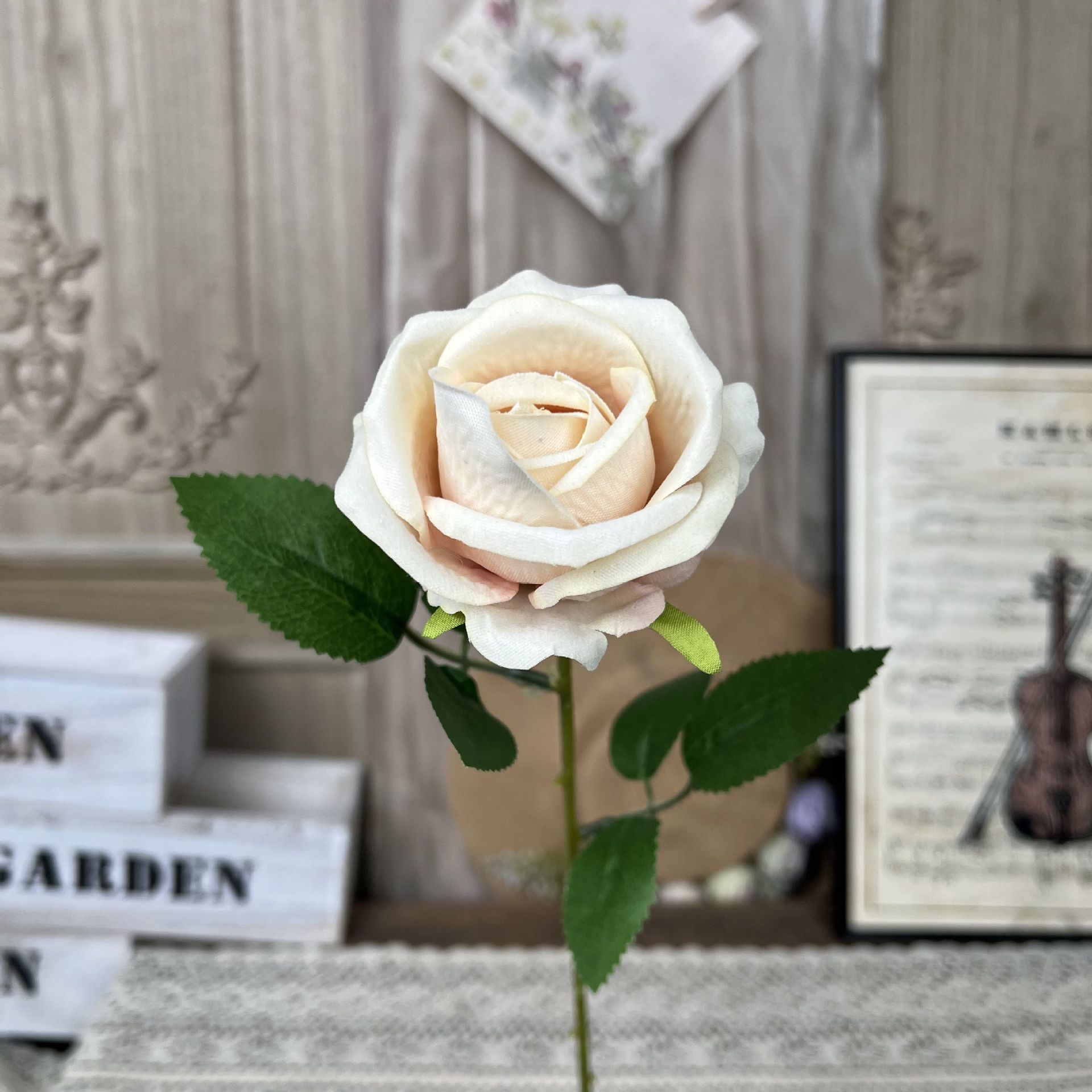 My-Single Flannel Rose-Champagne White