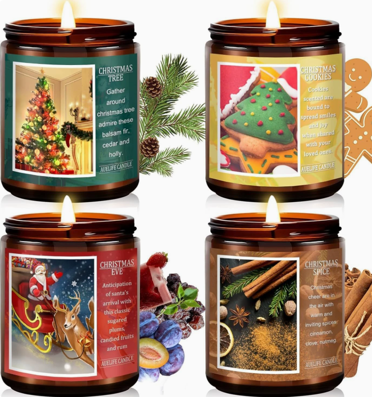 Coffret cadeau de 4 bouteilles en verre brun 7,3 x 9,1 cm 200 g