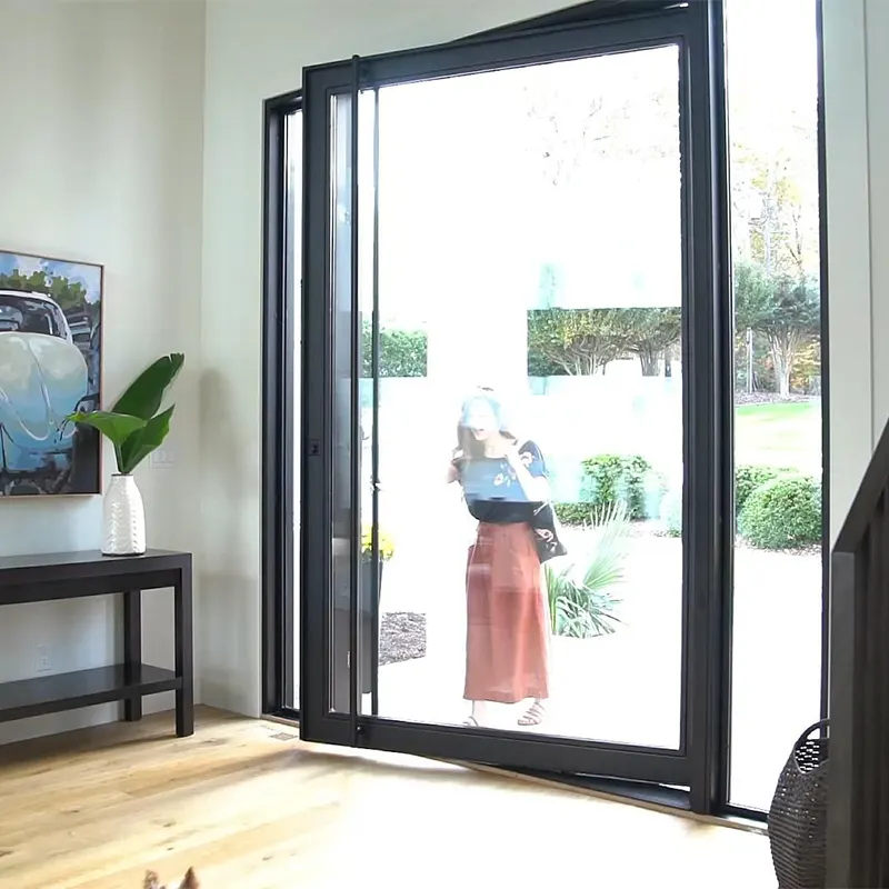 Grande pannello di vetro moderno pivot porta esterna in legno intelligente perno di casa porta di lusso pivot ingresso porta d'ingresso per la casa
