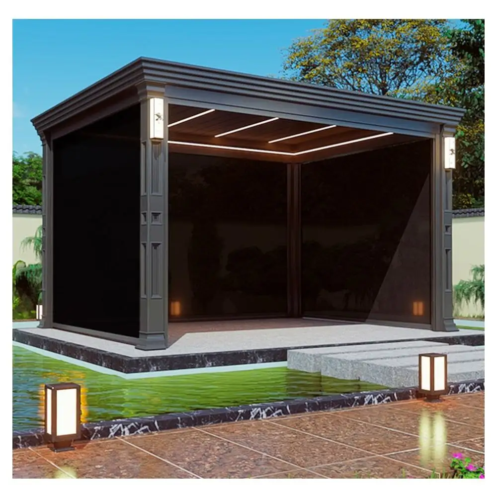 Prima Chinese Supplier Garden Gazebo Metal Green Houses Manual Aluminum Motorized Louver Pergolas with Electric Louvred Roof