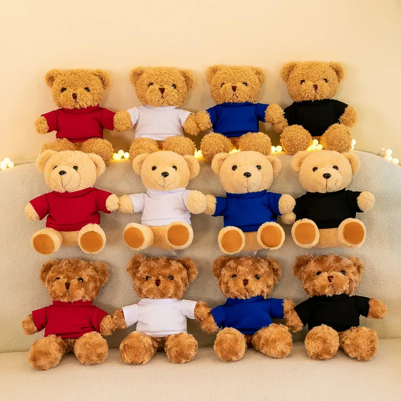 OEM niedliche individuelle plüsch gefüllte Tierspielzeug weiches Maskottchen Teddybär mit T-Shirt individuelles Logo Teddybären für Unternehmenswerbung