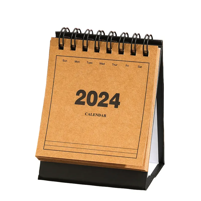 Becol Nieuw Komende Creatieve Eenvoudige 2024 Desktop Kalender Dubbele Spoel Hardcover Mini Dagelijkse 365 Dagen Kalenderplan Memo Pad