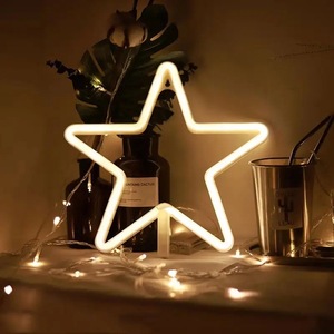 LED yıldız USB duvar asılı Neon ışıkları yaratıcı akülü gece lambası çocuk odası noel partisi Bar dekorasyon için sarı - Product Image 1
