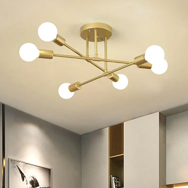 Decor illuminazione a sospensione moderna rotonda multipla asta di ferro Led Design americano soggiorno lampada lampadari lampade a sospensione a soffitto