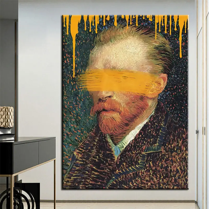 Van Gogh-retrato abstracto Pop, imágenes de arte de pared divertidas y carteles impresos en lienzo para decoración del hogar, Cuadros, decoración de sala de estar