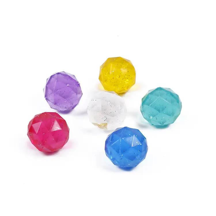 Mini balle en caoutchouc de 27/32/45mm, balle rebondissante de forme irrégulière, jouet pour enfants en forme de diamant coloré transparent
